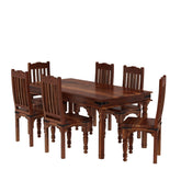 Ajmer Solid Sheesham Wood 6 Seater Dining Set (Without Cushion, Natural Finish)